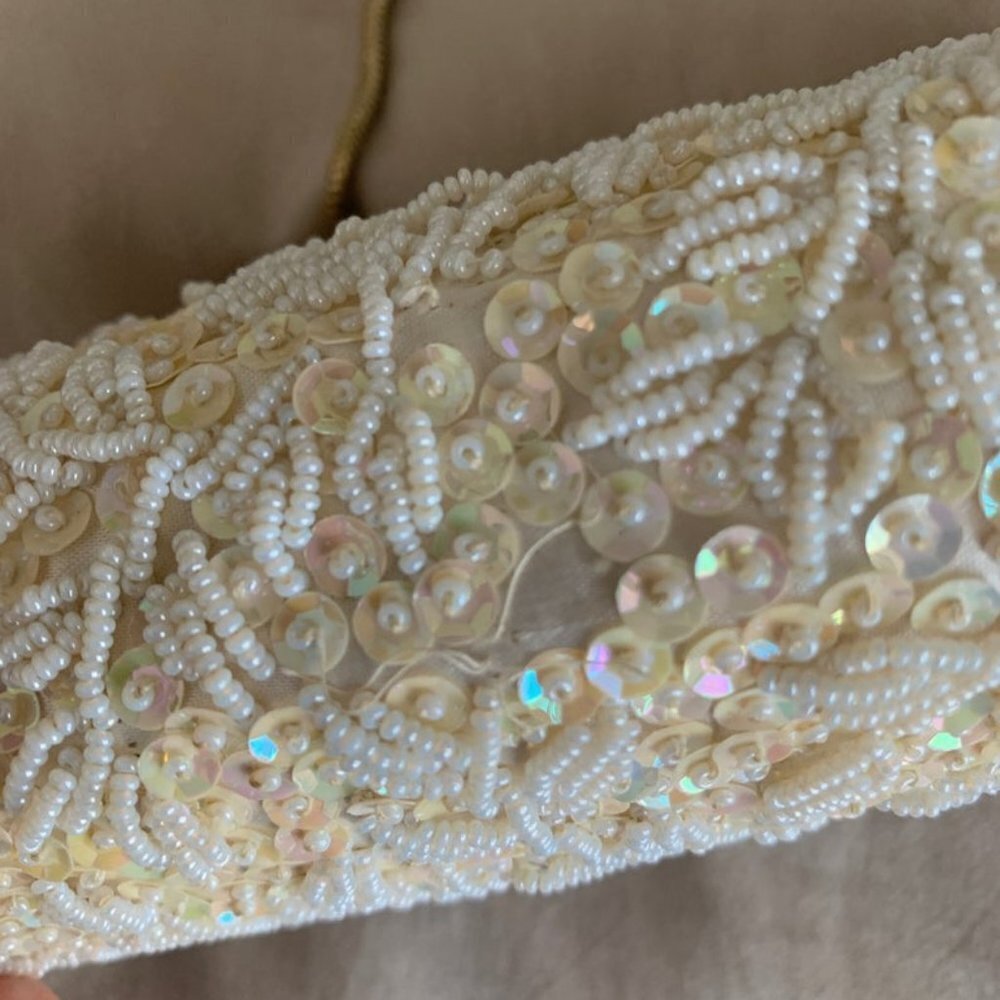 Vintage White Beaded & Sequin Evening Bag - Picture 4 of 7